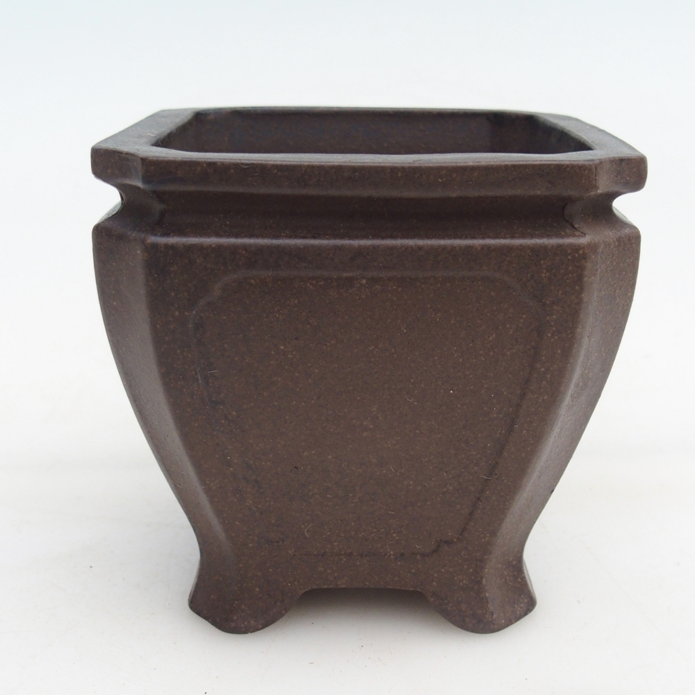 Bol à bonsaï en céramique 10 x 10 x 9,5 cm, couleur ocre brunâtre