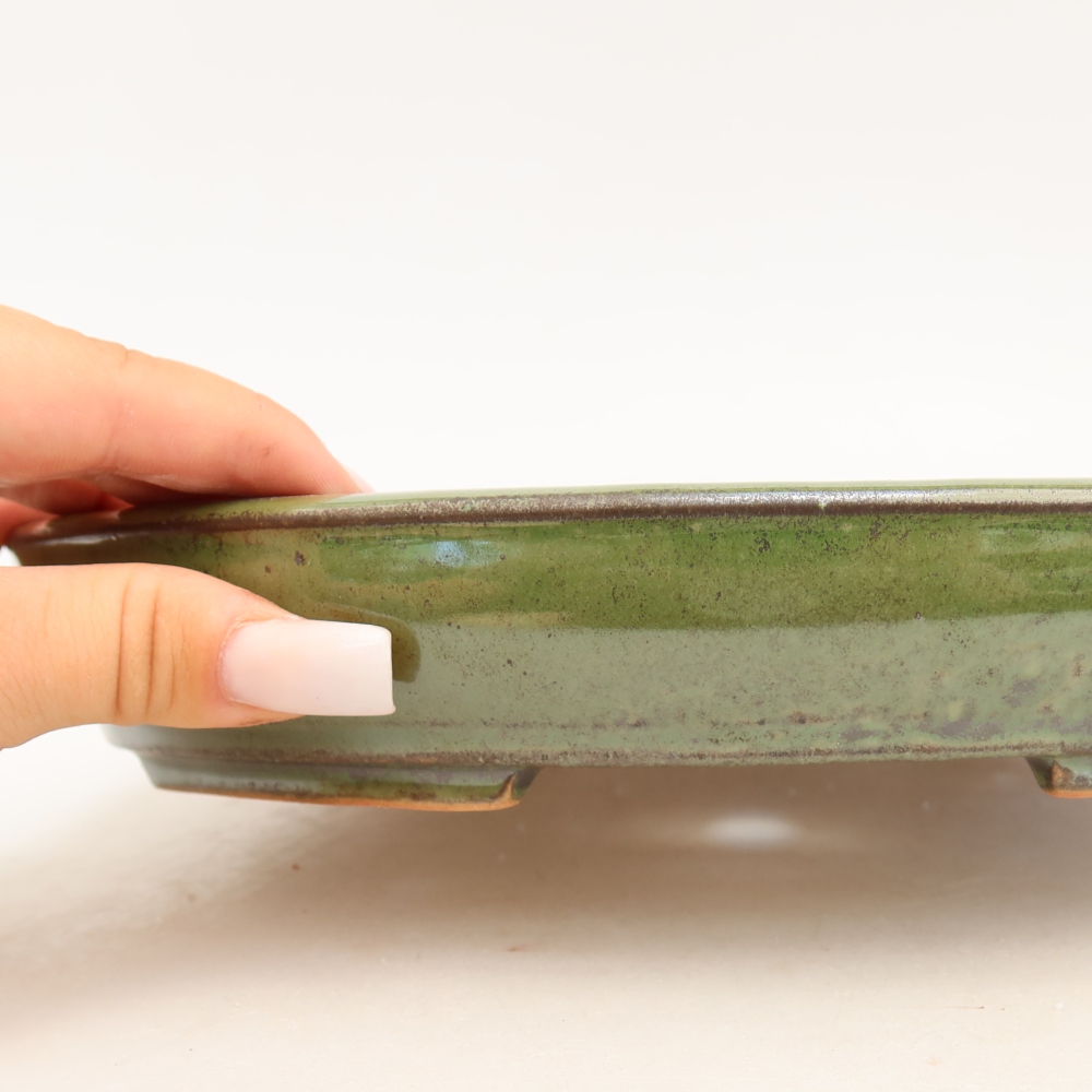 Bol à bonsaï en céramique 24,5 x 20 x 4 cm, vert