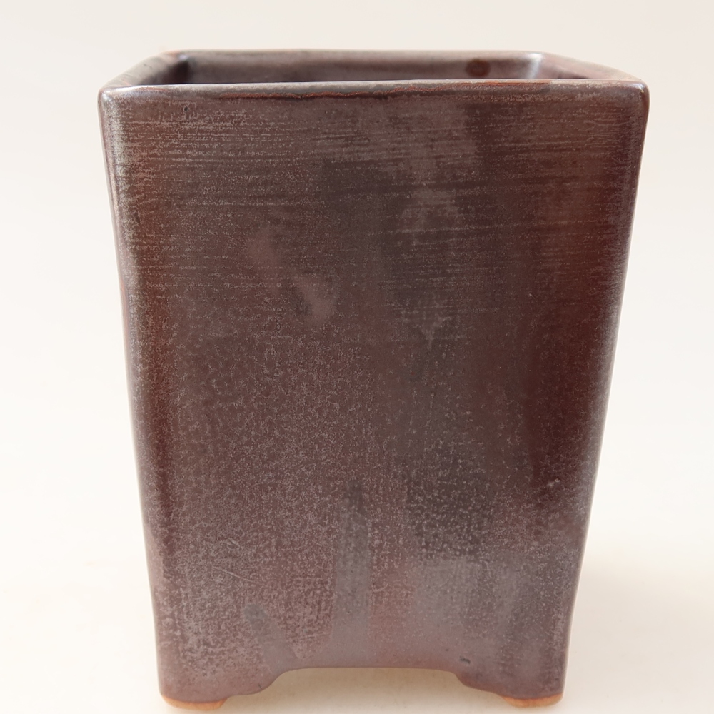 Pot à bonsaï en céramique 9 x 9 x 11,5 cm, couleur marron