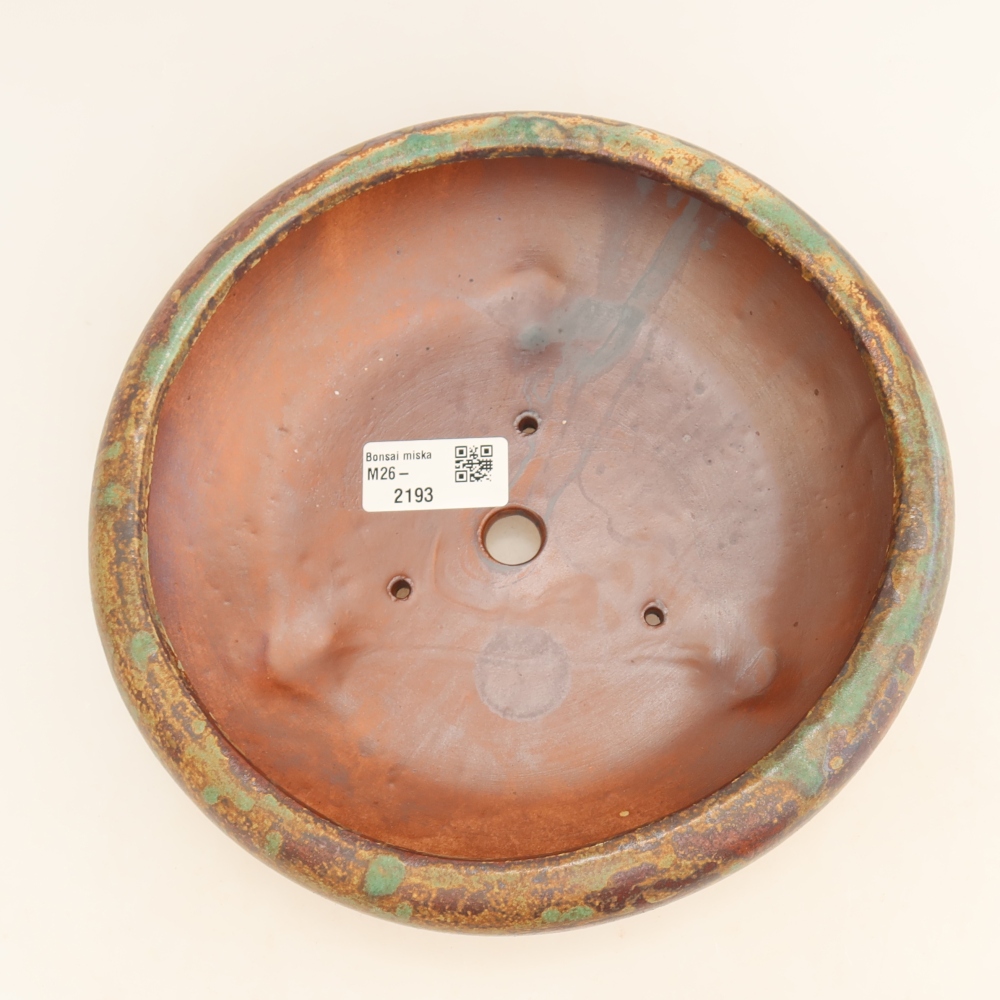 Pot à bonsaï en céramique 20,5 x 20,5 x 7 cm, couleur vert-brun