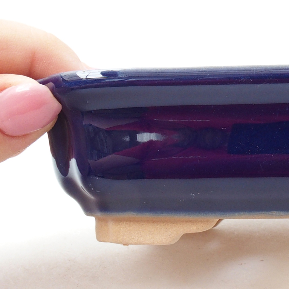 Bol à bonsaï en céramique 14 x 11 x 4 cm, couleur bleu