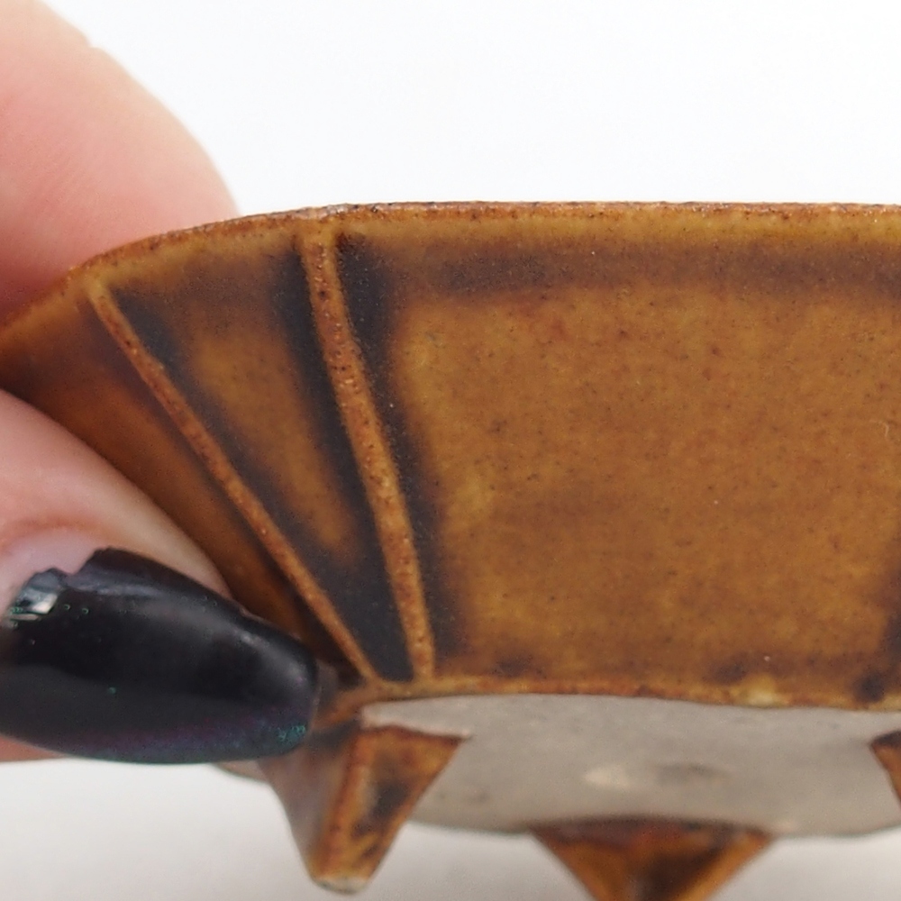 Bol à bonsaï en céramique 8,5 x 8 x 2,5 cm, brun