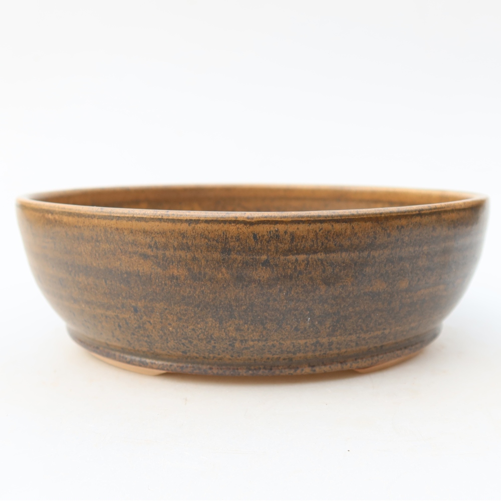 Pot à bonsaï en céramique 19 x 19 x 6 cm, couleur marron