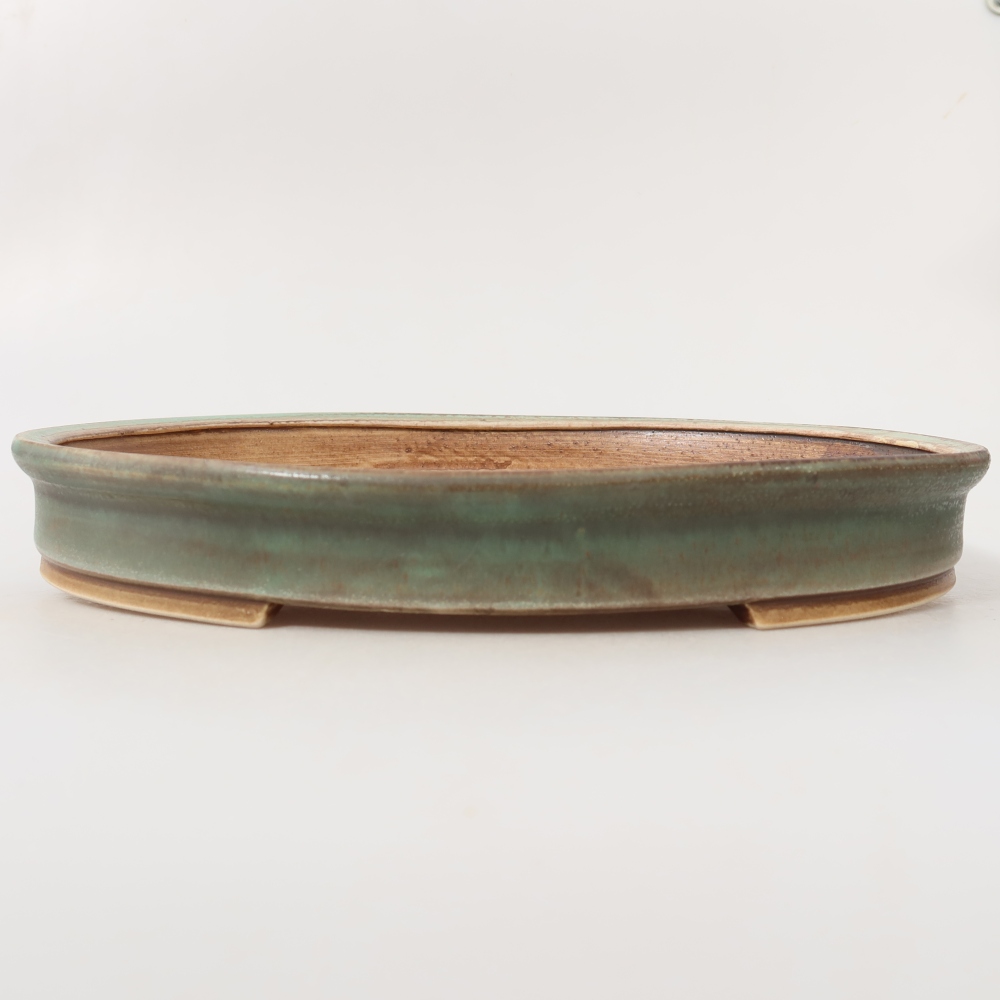 Pot à bonsaï en céramique 30,5 x 26,5 x 4 cm, couleur verte