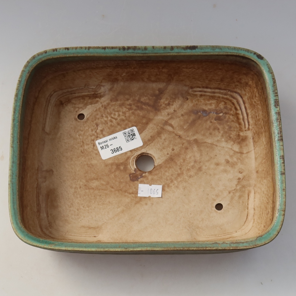 Pot à bonsaï en céramique 22,5 x 18 x 6 cm, couleur verte