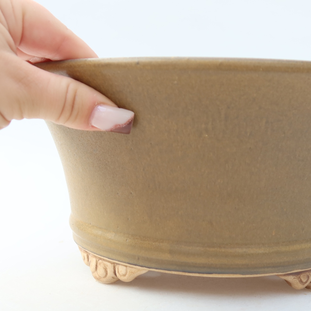 Pot à bonsaï en céramique 24,5 x 24,5 x 11,5 cm, couleur marron
