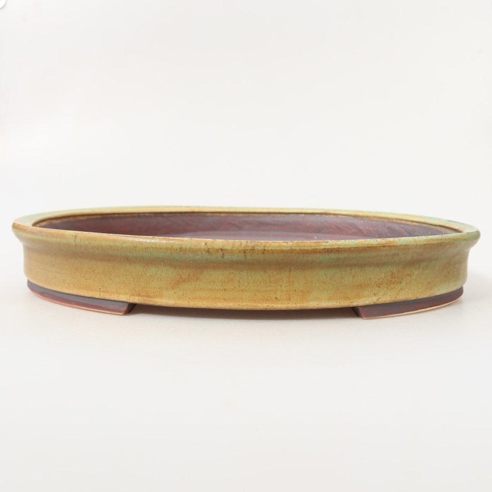Pot à bonsaï en céramique 30,5 x 26,5 x 4 cm, couleur verte
