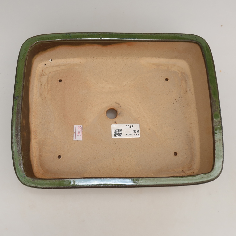 Bol à bonsaï en céramique 26,5 x 20,5 x 7 cm, vert