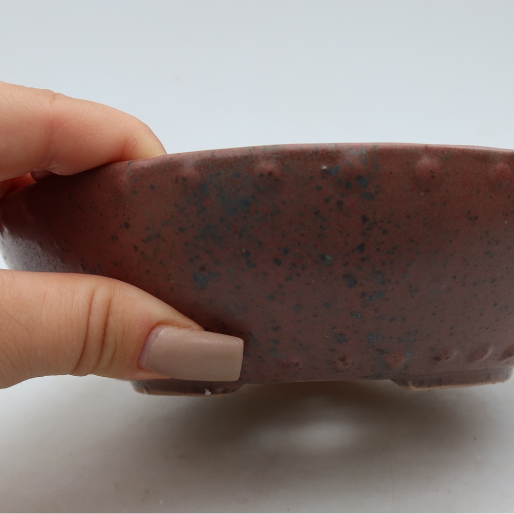 Bol à bonsaï en céramique 17,5 x 17,5 x 5 cm, rose