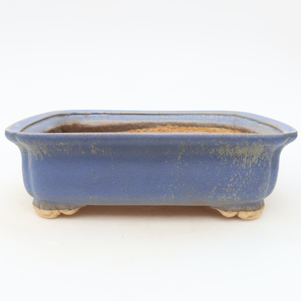 Pot à bonsaï en céramique 20 x 17,5 x 6 cm, couleur bleue