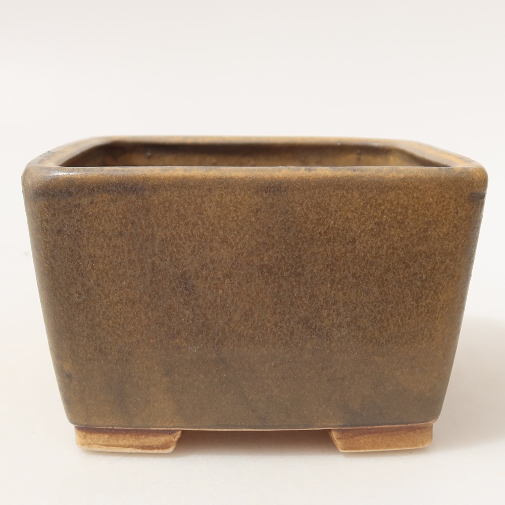Pot à bonsaï en céramique 10,5 x 10,5 x 7 cm, couleur marron