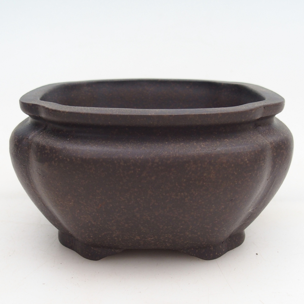 Bol à bonsaï en céramique 12 x 12 x 7 cm, couleur ocre brunâtre