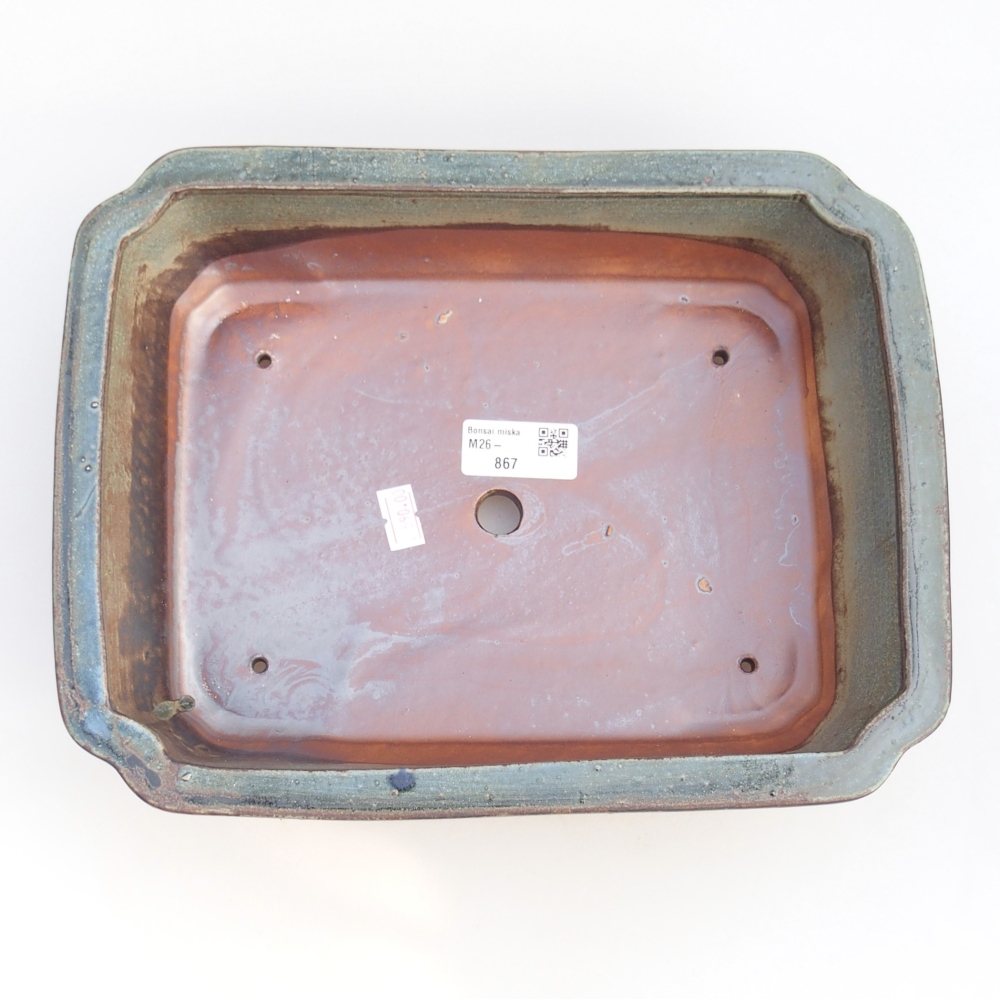 Bol à bonsaï en céramique 28 x 21,5 x 7 cm, vert-brun