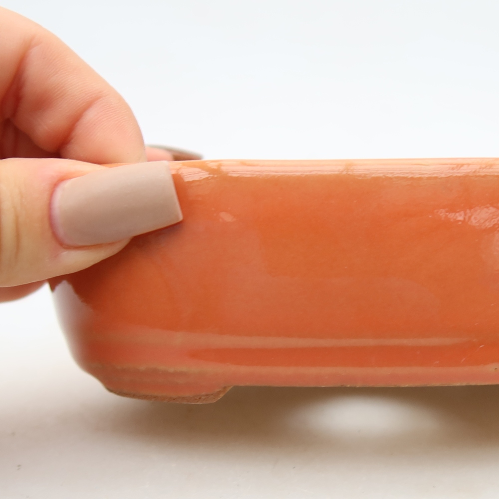 Pot à bonsaï en céramique 13 x 8,5 x 4 cm, couleur orange