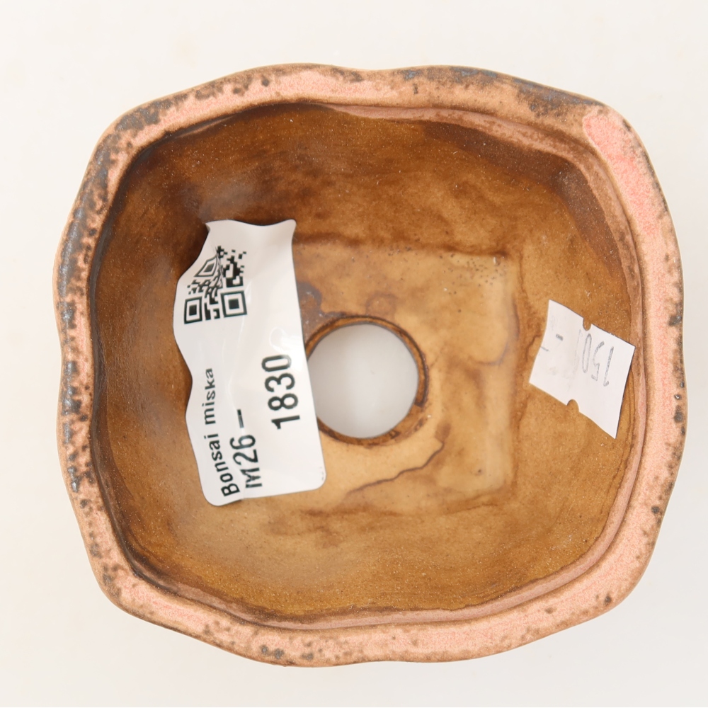 Pot à bonsaï en céramique 7,5 x 7 x 3,5 cm, couleur rose