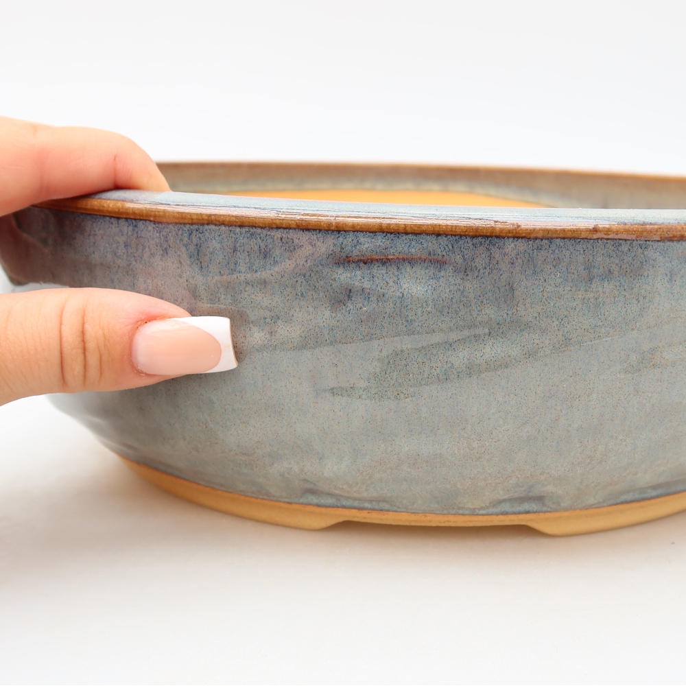 Pot à bonsaï en céramique 26 x 26 x 8 cm, couleur grise