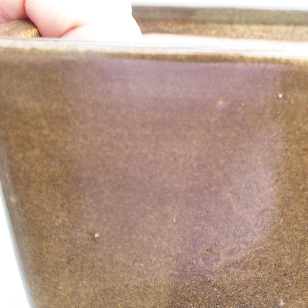 Bol à bonsaï en céramique 15 x 15 x 10,5 cm, couleur brun-vert