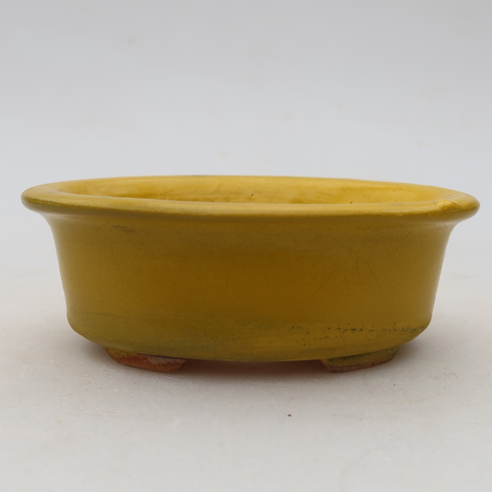 Pot à bonsaï en céramique 9,5 x 6,5 x 3 cm, couleur jaune