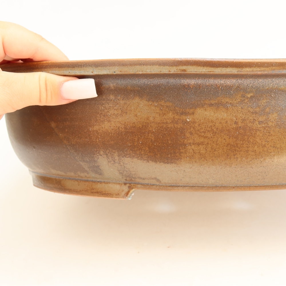 Pot à bonsaï en céramique 36 x 28 x 8,5 cm, couleur marron