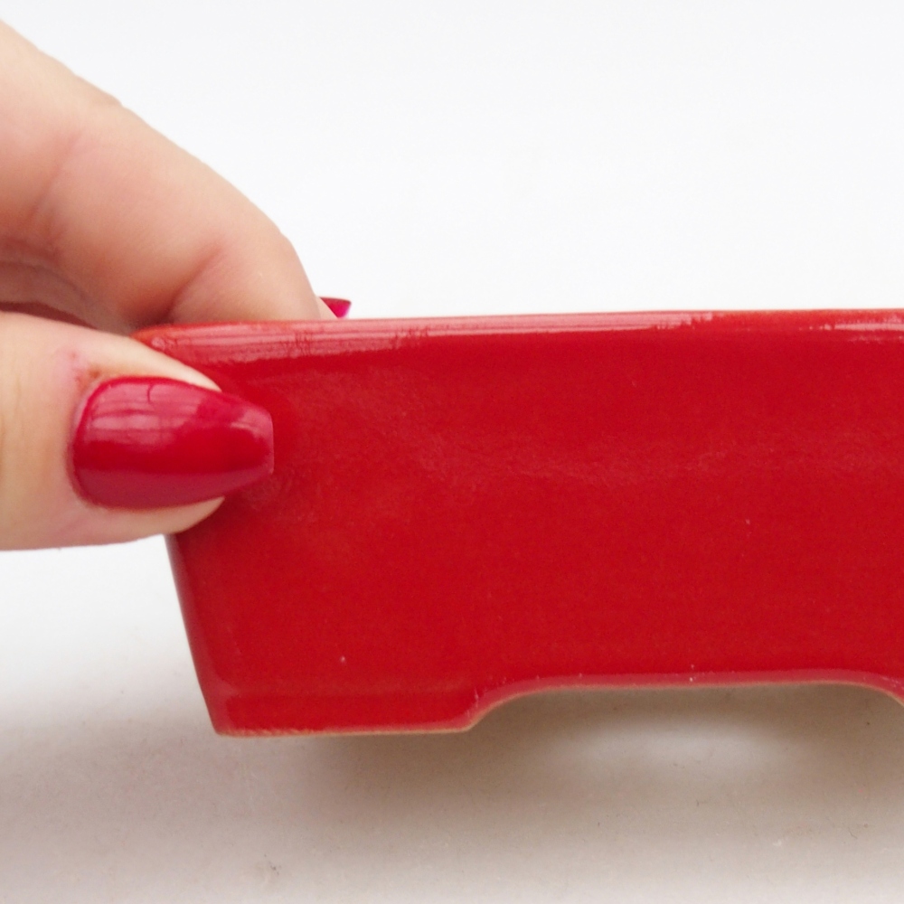 Bol à bonsaï en céramique 9,5 x 7 x 3,5 cm, couleur rouge