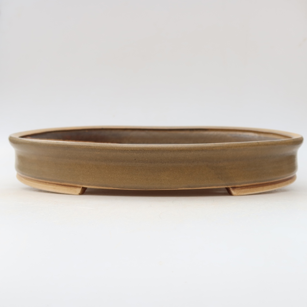 Pot à bonsaï en céramique 31 x 27 x 4,5 cm, couleur marron