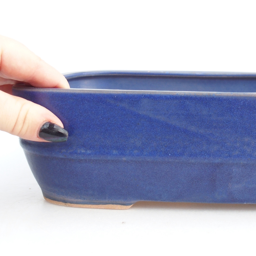Bol à bonsaï en céramique 28,5 x 21 x 7,5 cm, couleur bleu
