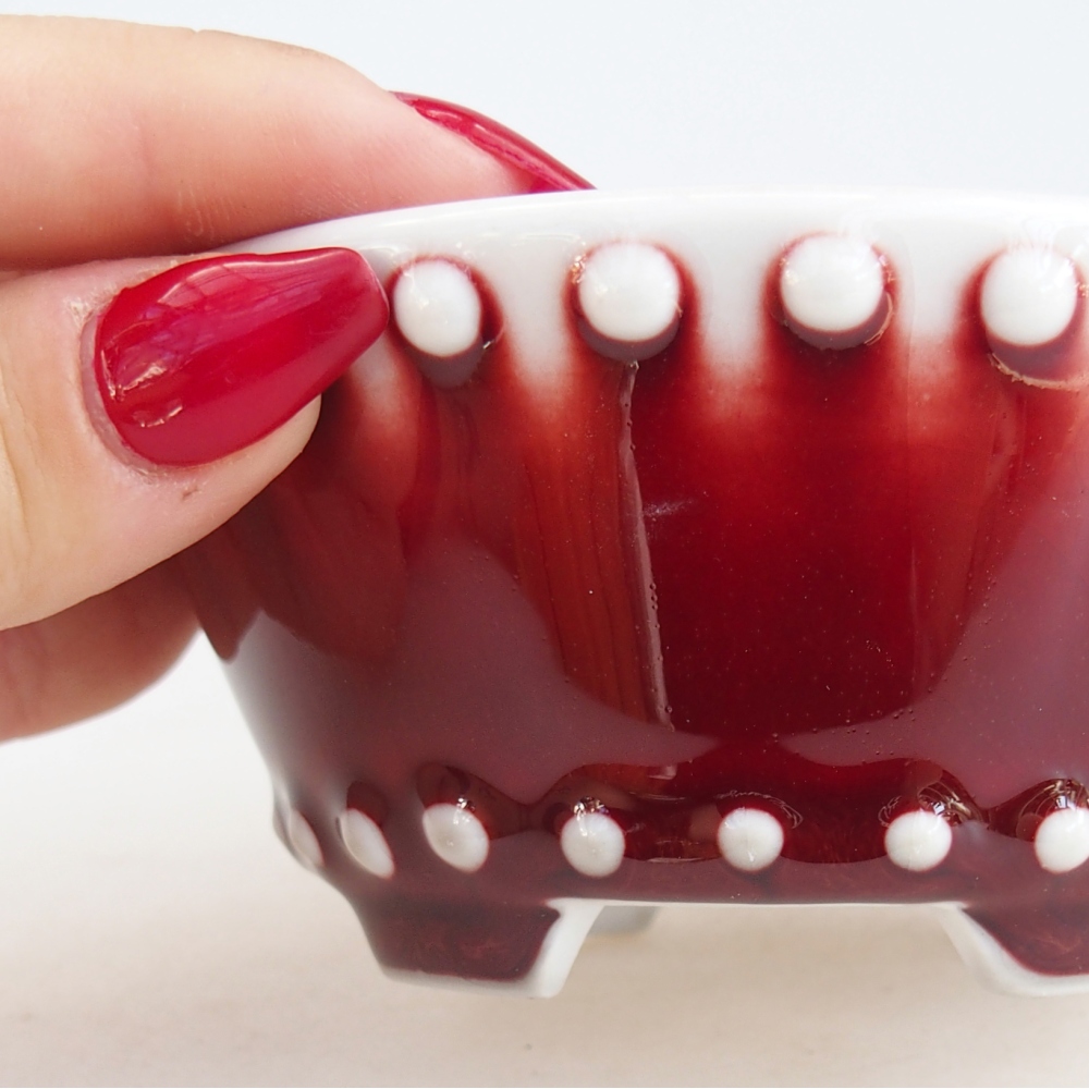 Bol à bonsaï en céramique 10,5 x 10,5 x 5 cm, couleur rouge