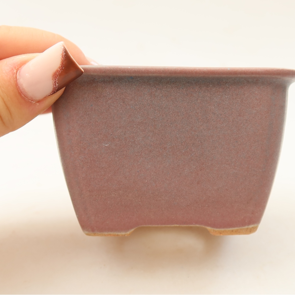 Pot à bonsaï en céramique 8,5 x 8,5 x 5,5 cm, couleur violette