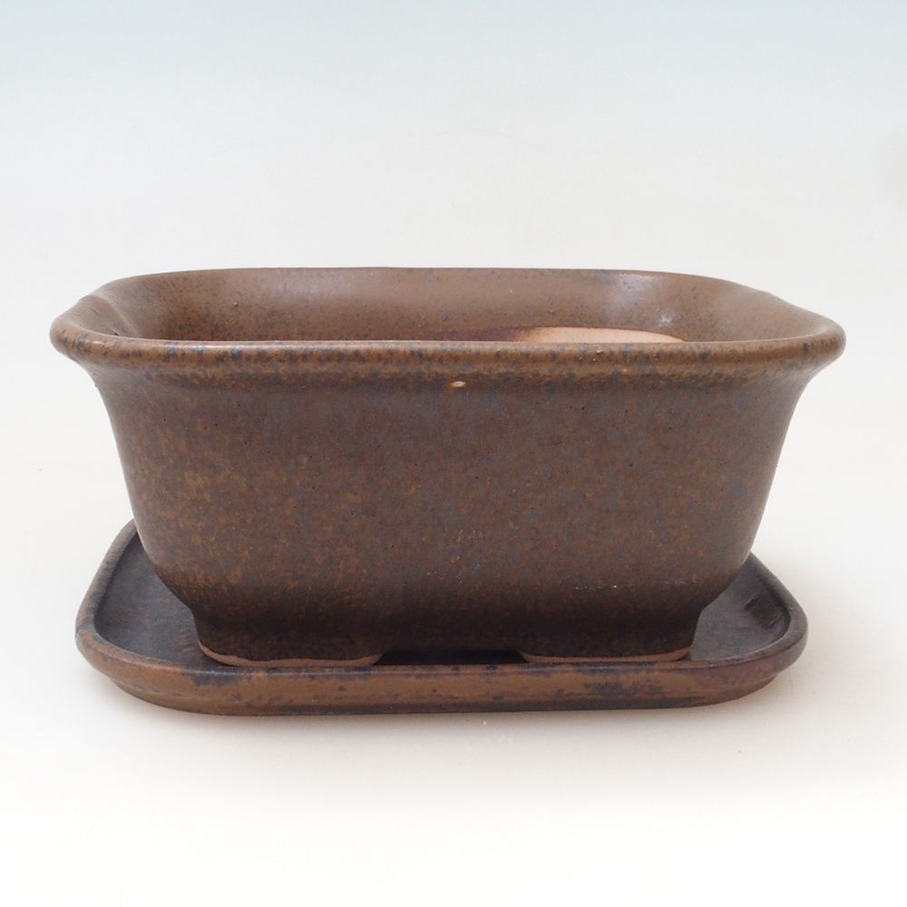 Bol Bonsaï + soucoupe H37 - 14,5x13x6,5 cm - marron