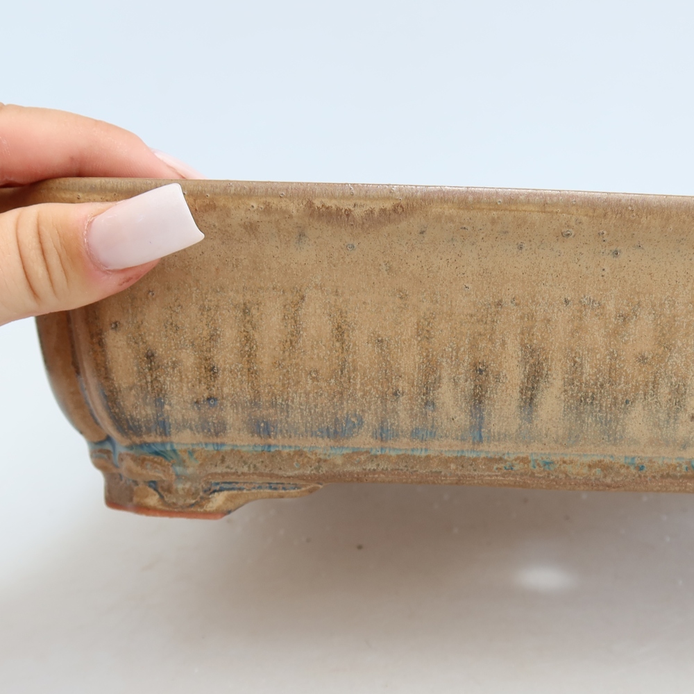 Bol à bonsaï en céramique 27,5 x 21,5 x 7 cm, couleur beige