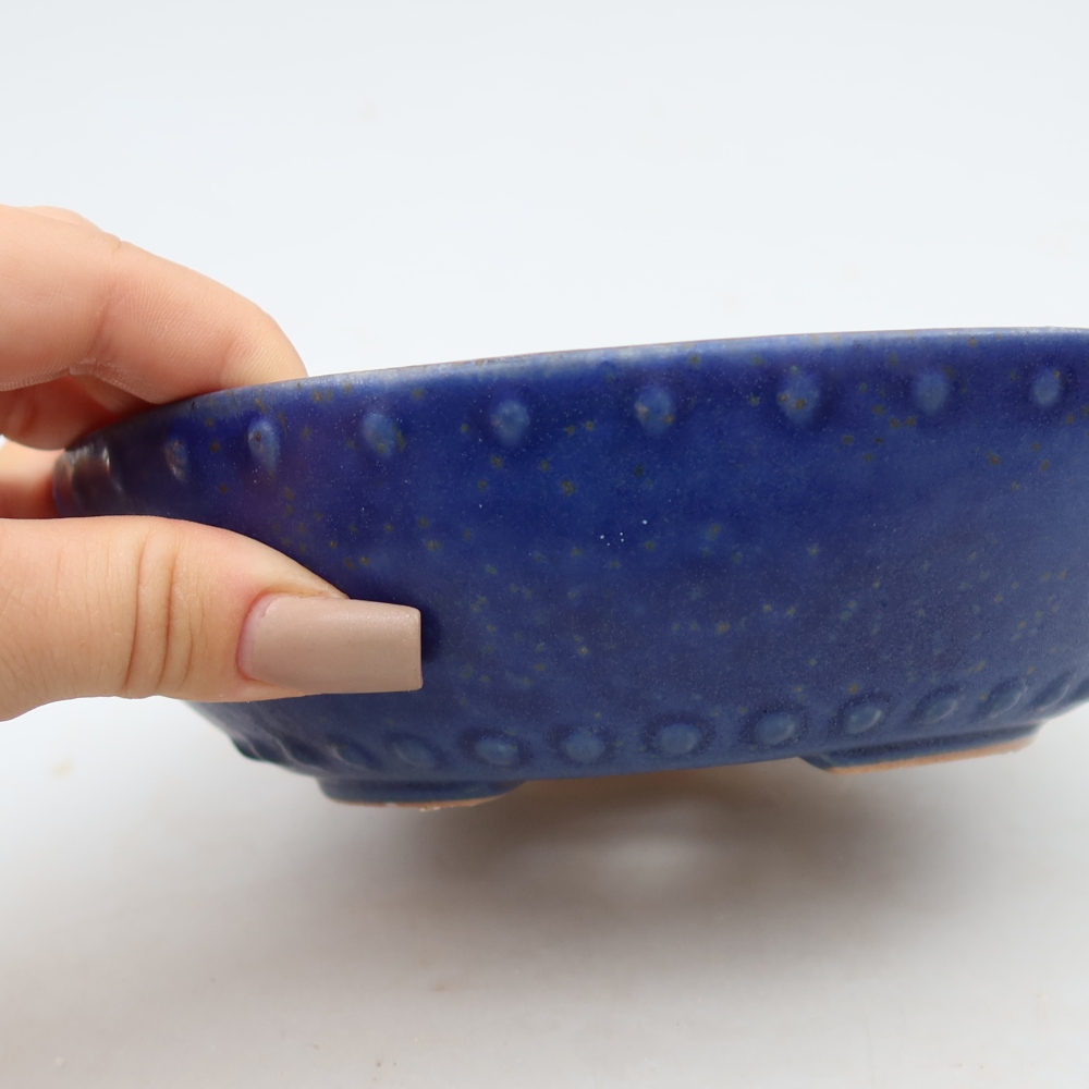 Pot à bonsaï en céramique 17 x 17 x 5 cm, couleur bleue
