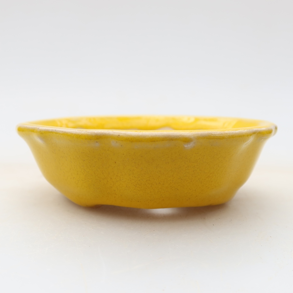 Pot à bonsaï en céramique 7,5 x 7,5 x 2 cm, couleur jaune