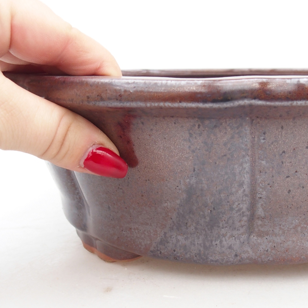 Bol à bonsaï en céramique 26,5 x 26,5 x 8,5 cm, brun