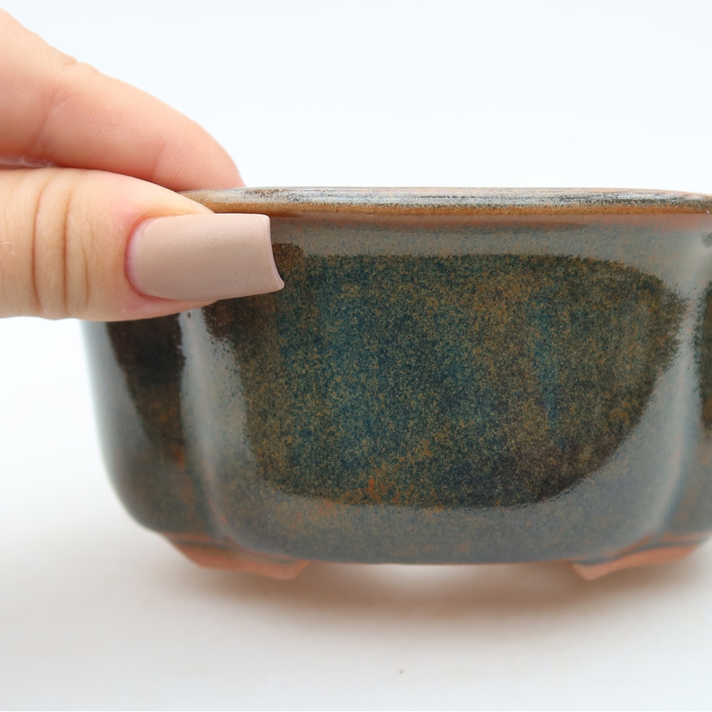 Pot à bonsaï en céramique 13,5 x 11 x 6 cm, couleur marron