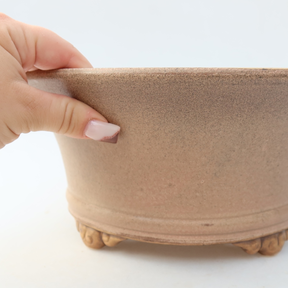 Pot à bonsaï en céramique 24,5 x 24,5 x 11,5 cm, couleur rose