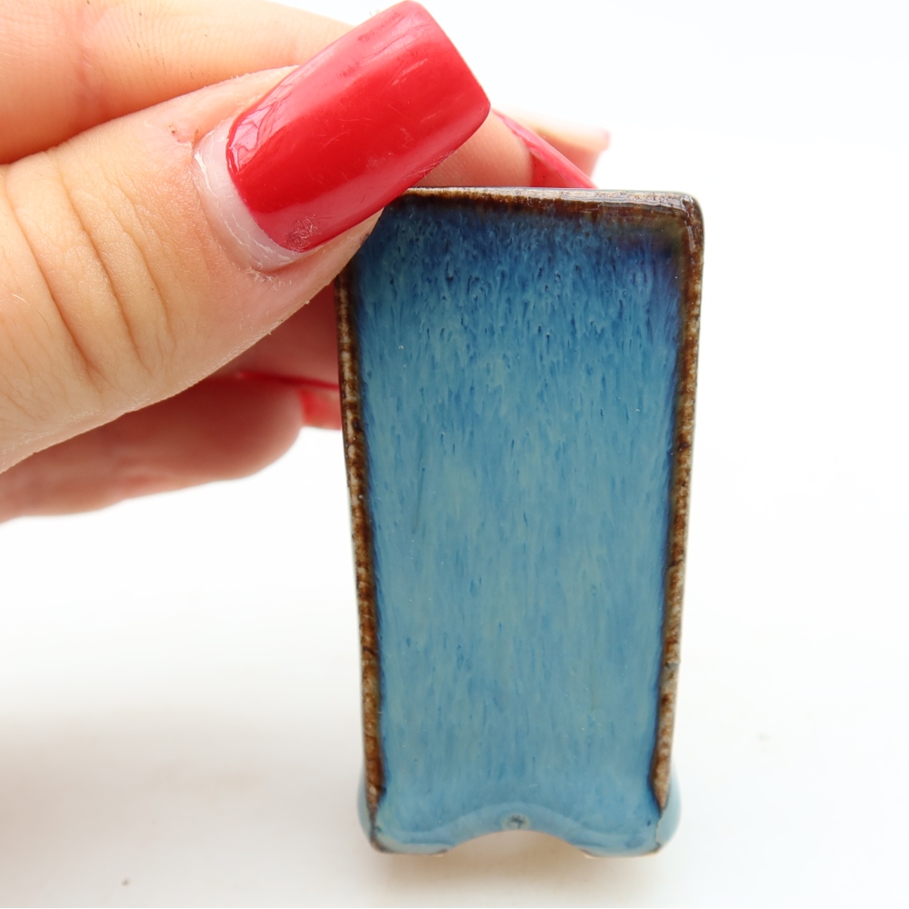 Pot à bonsaï en céramique 3 x 3 x 5,5 cm, couleur bleue