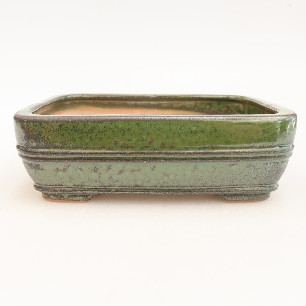 Pot à bonsaï en céramique 17 x 12,5 x 5,5 cm, couleur verte