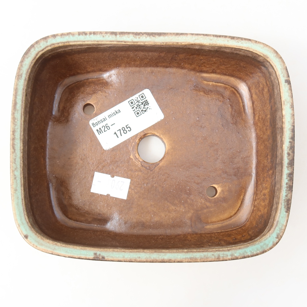 Pot à bonsaï en céramique 14,5 x 11,5 x 4,5 cm, couleur verte