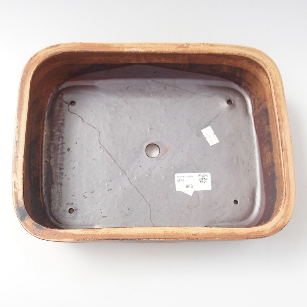 Bol à bonsaï en céramique 28 x 20,5 x 7,5 cm, brun