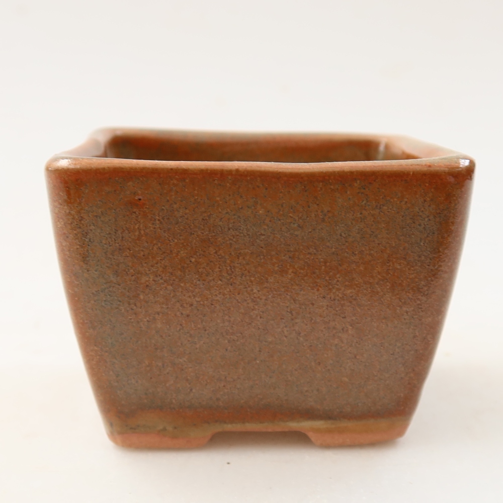 Pot à bonsaï en céramique 6,5 x 6,5 x 5 cm, couleur marron