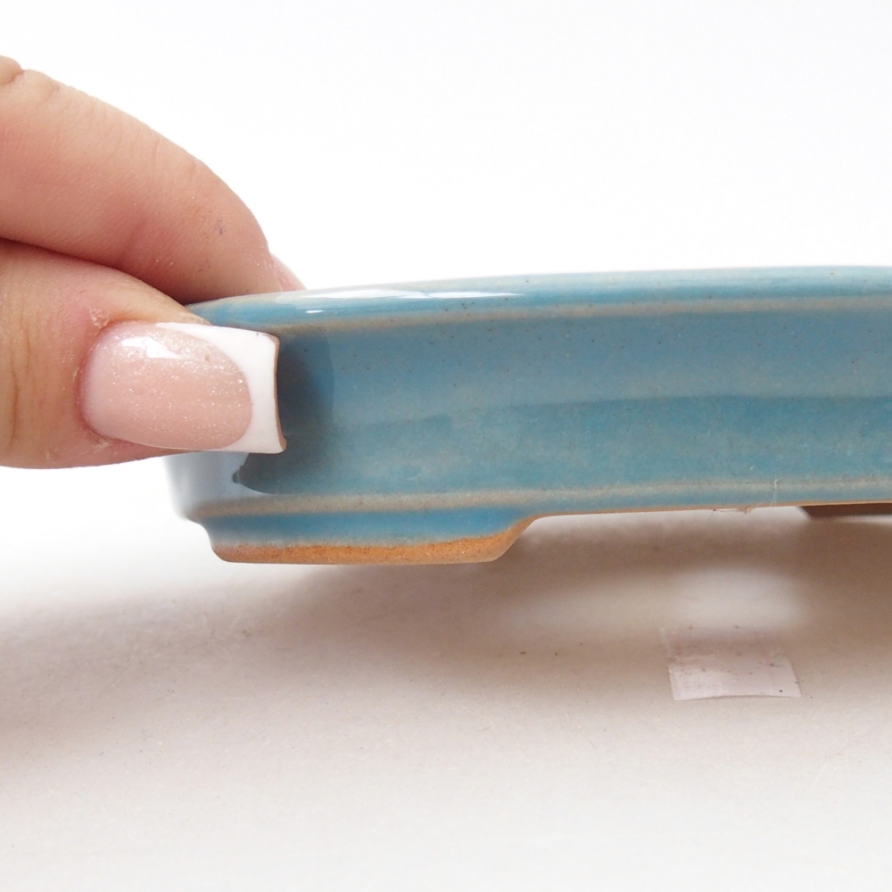Bol à bonsaï en céramique 12,5 x 10,5 x 2 cm, couleur bleu
