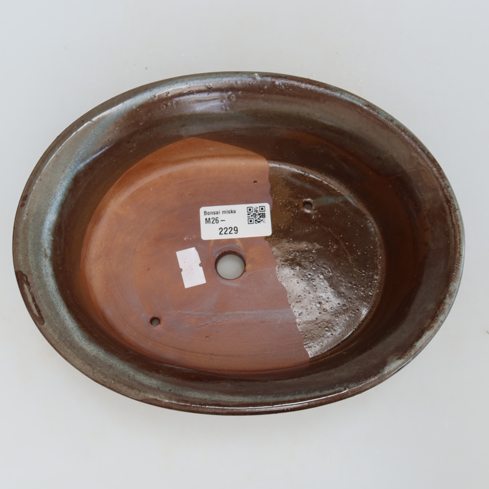 Pot à bonsaï en céramique 22 x 17,5 x 6,5 cm, couleur marron