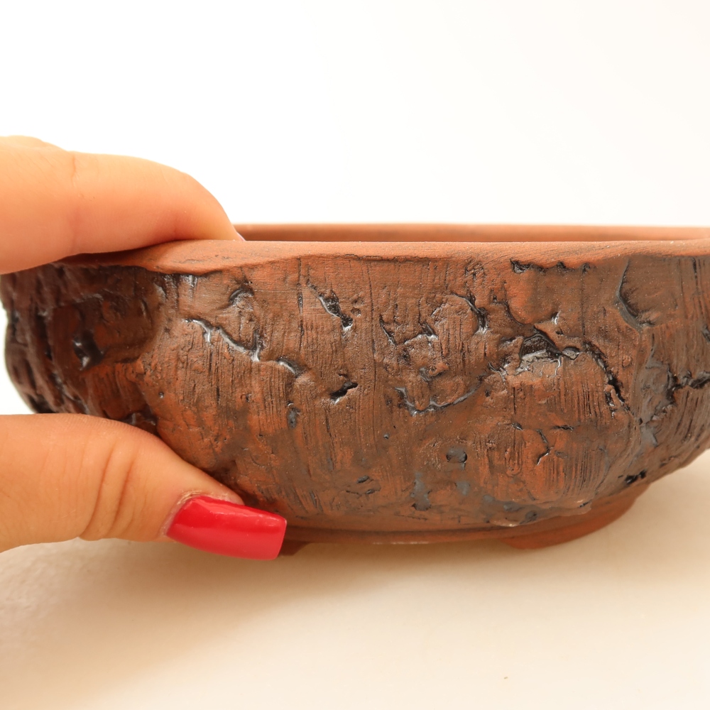 Pot à bonsaï en céramique 17 x 17 x 6 cm, couleur marron