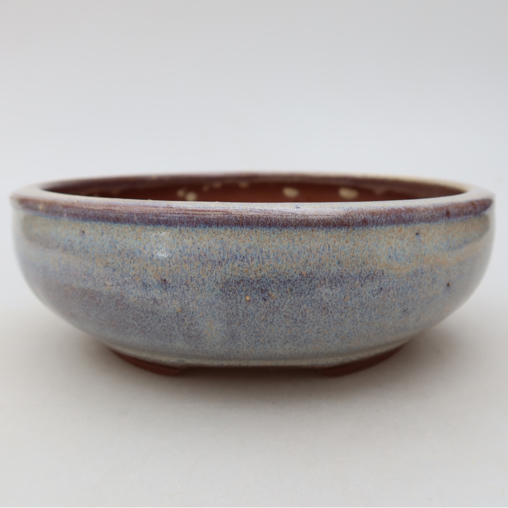 Pot à bonsaï en céramique 14,5 x 14,5 x 5 cm, couleur bleue