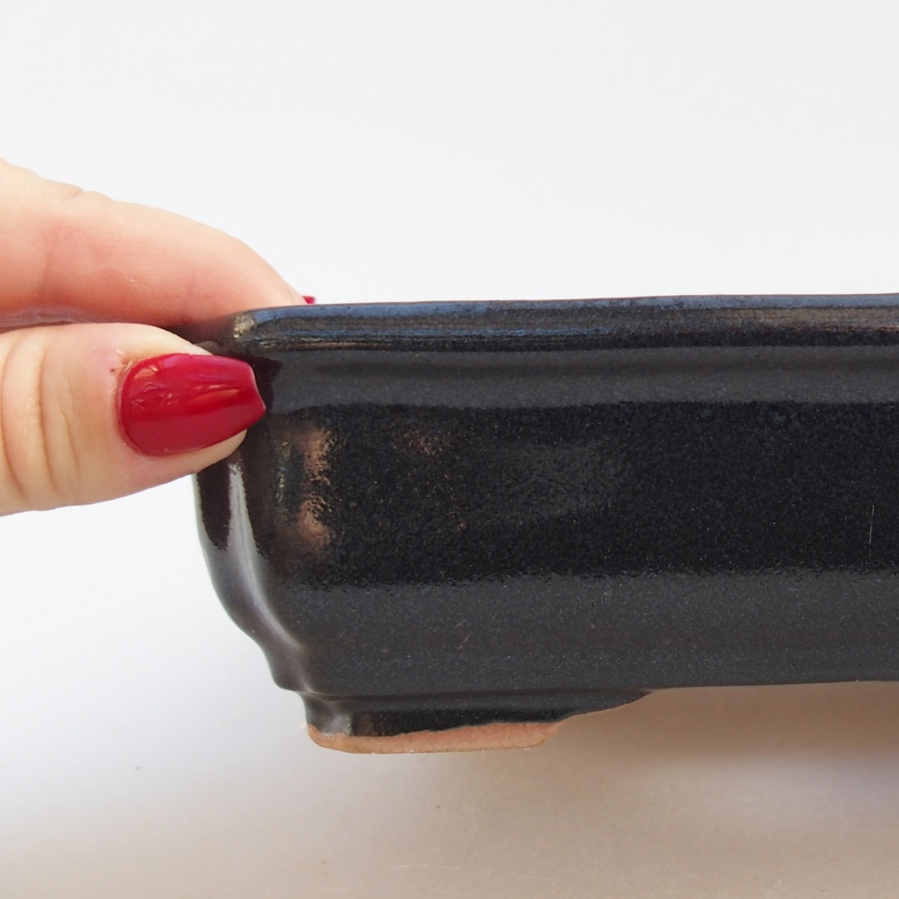 Bol à bonsaï en céramique 18 x 13,5 x 5 cm, couleur noire