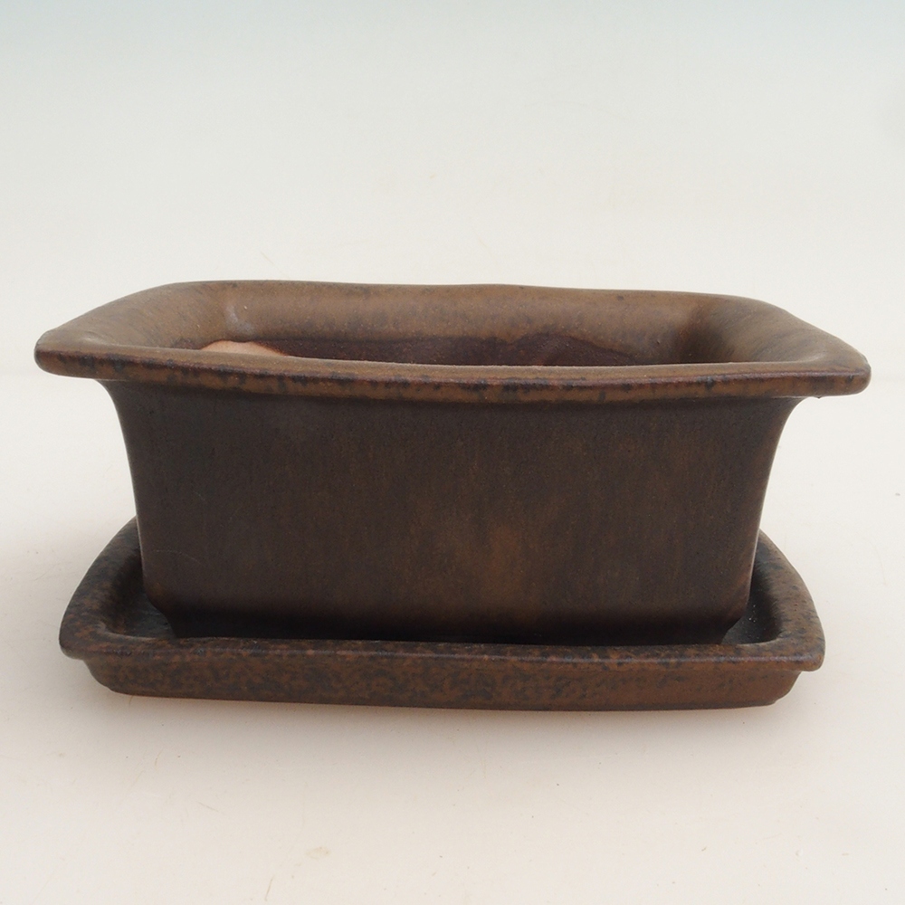 Bol pour bonsaï + soucoupe H11 - 11,5 x 10 x 4 cm - brun