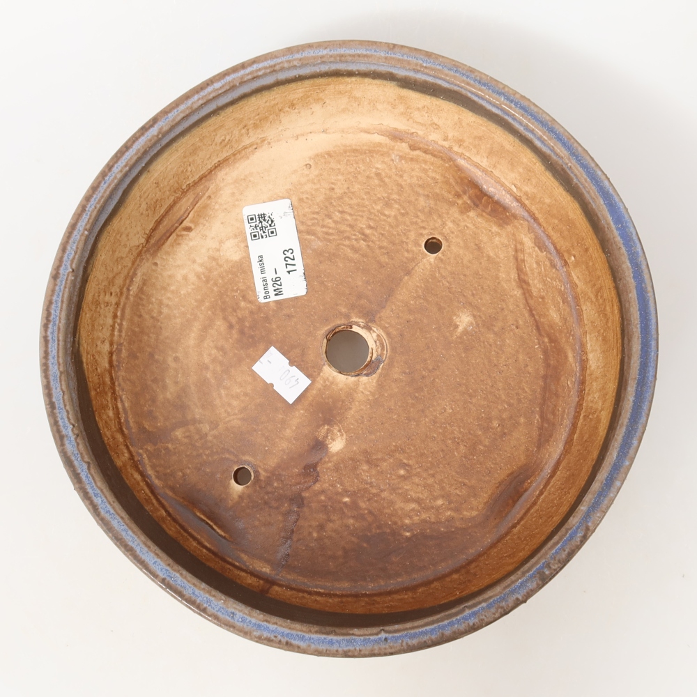 Pot à bonsaï en céramique 21,5 x 21,5 x 6 cm, couleur bleue