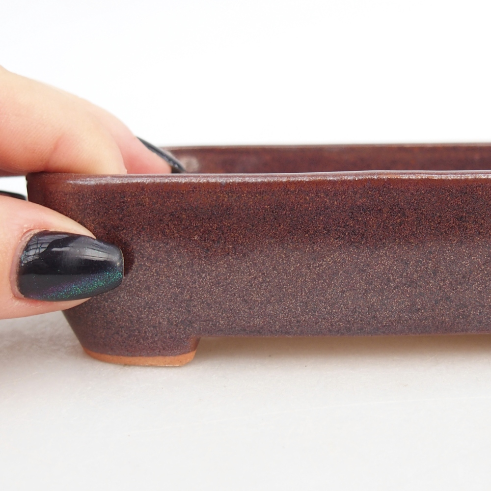 Bol à bonsaï en céramique 12,5 x 9,5 x 3,5 cm, brun