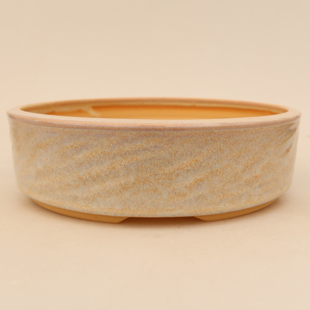 Pot à bonsaï en céramique 23 x 23 x 6,5 cm, couleur beige