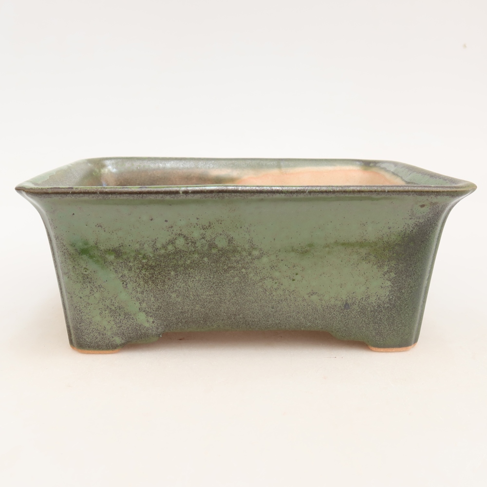 Pot à bonsaï en céramique 18 x 14 x 7 cm, couleur verte